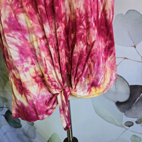 NOBO | Tie Dye Front Knot Loose Fit Bouse in Pink & Yellow sz XL - Picture 3 of 8